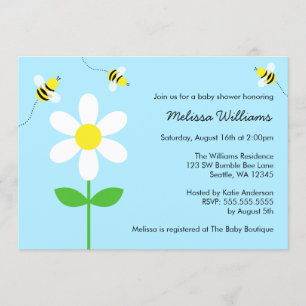 Bumble Bee Daisy Baby Shower Invitations