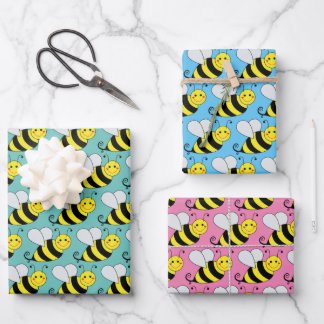 Bumble Bee Different Coloured Wrapping Paper Sheet