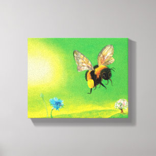 Bumble Bee Flying illustration  Canvas Print
