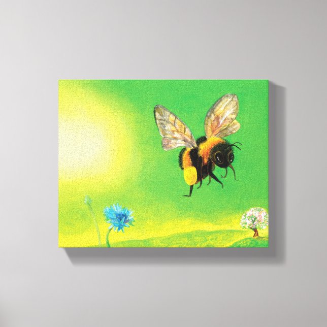 Bumble Bee Flying illustration  Canvas Print (Front)