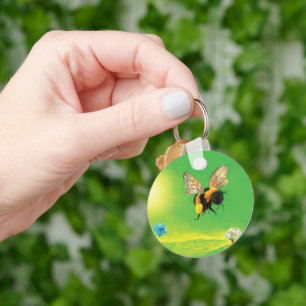 Bumble bee flying illustration key ring