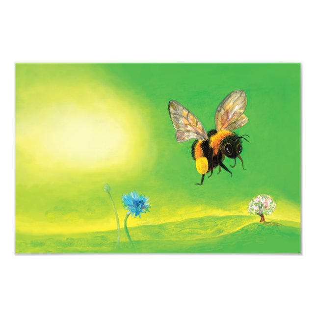 Bumble bee flying illustration photo print (Front)