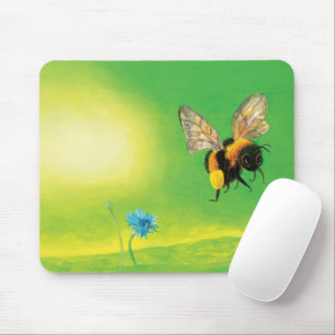 Bumble bee flying over a meadow Illustration Mouse Mat