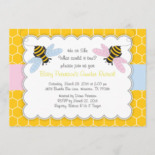 Bumble Bee Gender Reveal Baby Shower Invitation