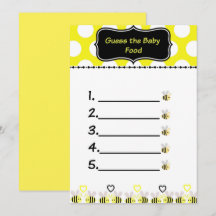 Bumble Bee Guess the Baby Food Baby Shower Game