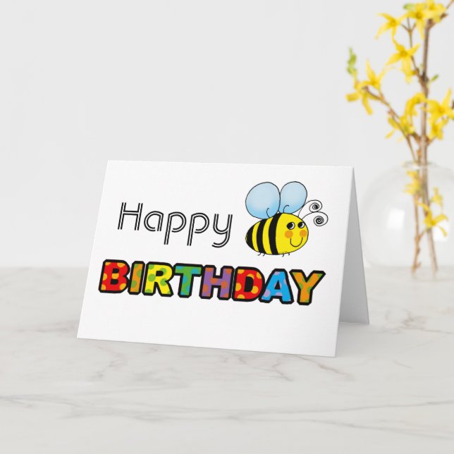 Bumble bee happy birthday card (Yellow Flower)