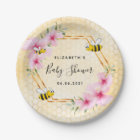 Bumble bee honeycomb pink florals baby shower