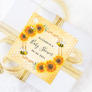 Bumble bee honeycomb sunflower baby shower favour tags