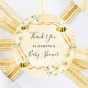 Bumble bee honeycomb tropical florals baby shower classic round sticker