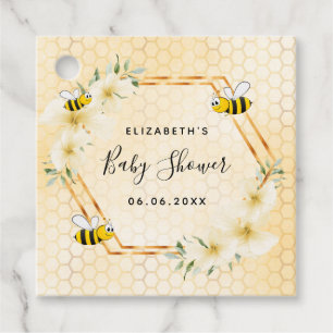 Bumble bee honeycomb tropical florals baby shower favour tags