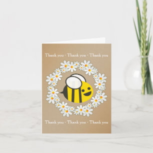 Bumble Bee In A Daisy Wreath Birthday Thank You Card