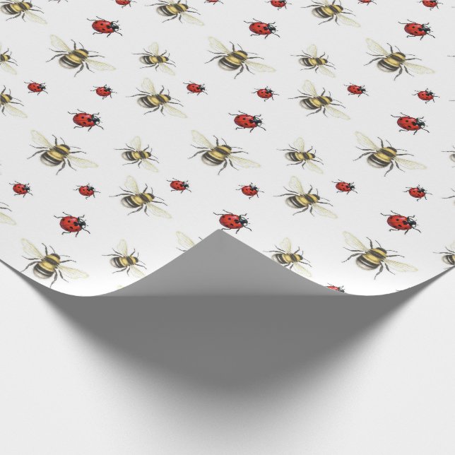 Bumble Bee & Ladybird Wrapping Paper Gift Wrap (Corner)