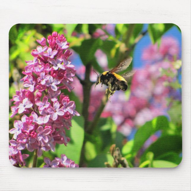 Bumble Bee Landng on Lilacs Mouse Mat (Front)