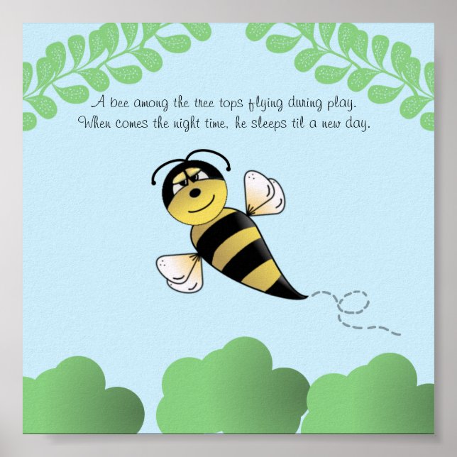 Bumble Bee Nursery or Children's Poster (Front)