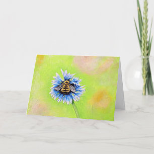 Bumble Bee on a Flower Painting Card