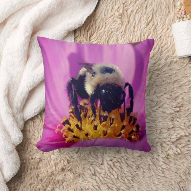 Bumble Bee On Cosmos Flower   Cushion (Blanket)