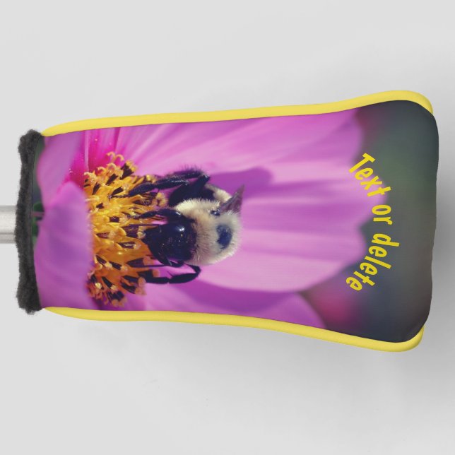 Bumble Bee On Cosmos Flower Personalised Golf Head Cover (Front)