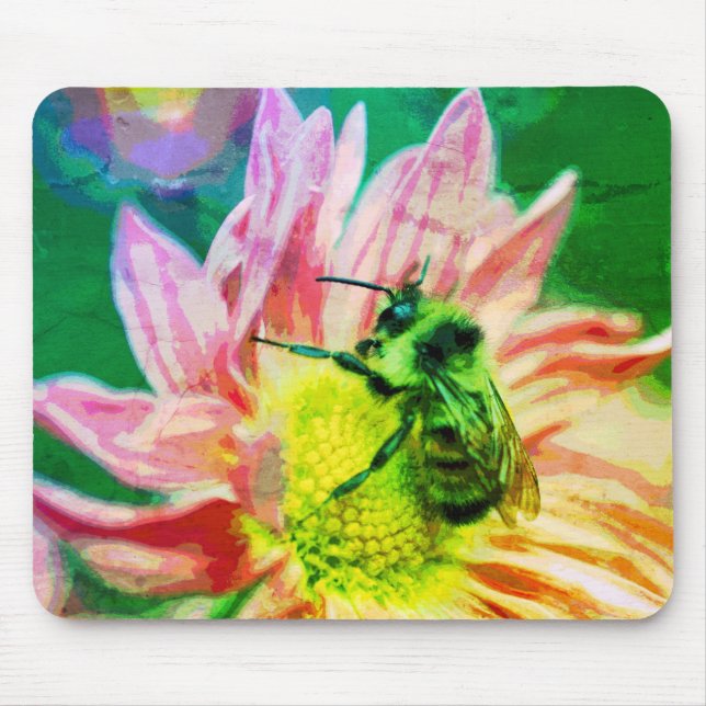 Bumble Bee On Daisy Flower Abstract Art  Mouse Mat (Front)