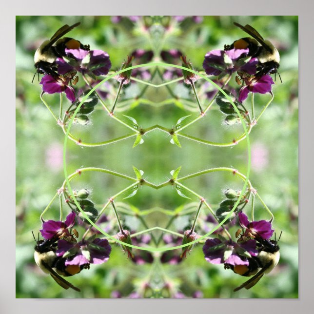 Bumble Bee On Flower Frame Create Your Own Photo Poster (Front)