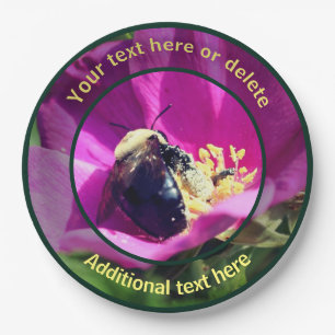 Bumble Bee On Flower Nature Personalized Party Paper Plate