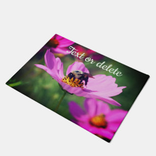 Bumble Bee On Pink Cosmos Flower Personalised Doormat