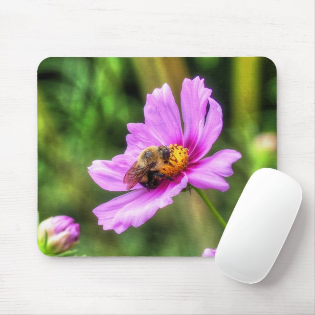 Bumble Bee on Pink Cosmos Mouse Mat (With Mouse)