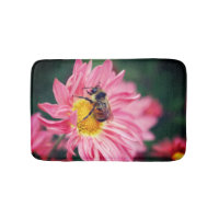 Bumble Bee On Pink Daisy Flower 2 