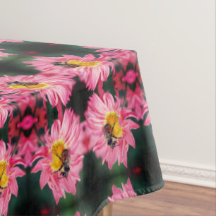 Bumble Bee On Pink Daisy Flower Abstract   Tablecloth