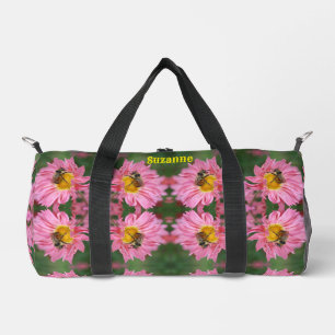 Bumble Bee On Pink Daisy Flower Personalised Duffle Bag