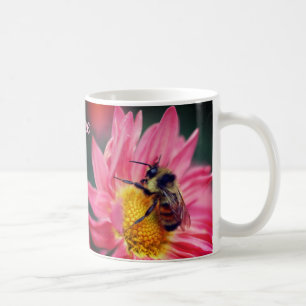 Bumble Bee On Pink Daisy Flower Personalized Coffee Mug