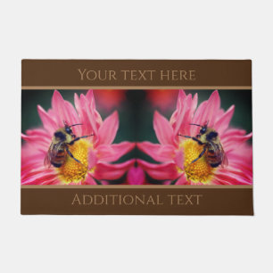 Bumble Bee On Pink Daisy Flower Personalized  Doormat