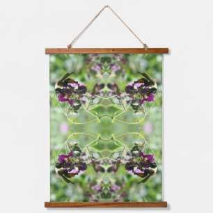 Bumble Bee On Pink Flower Nature Abstract Hanging Tapestry