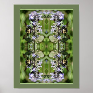 Bumble Bee On Purple Flower Close Up Abstract  Poster