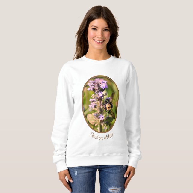 Bumble Bee On Purple Flower Personalised  Sweatshirt (Front Full)