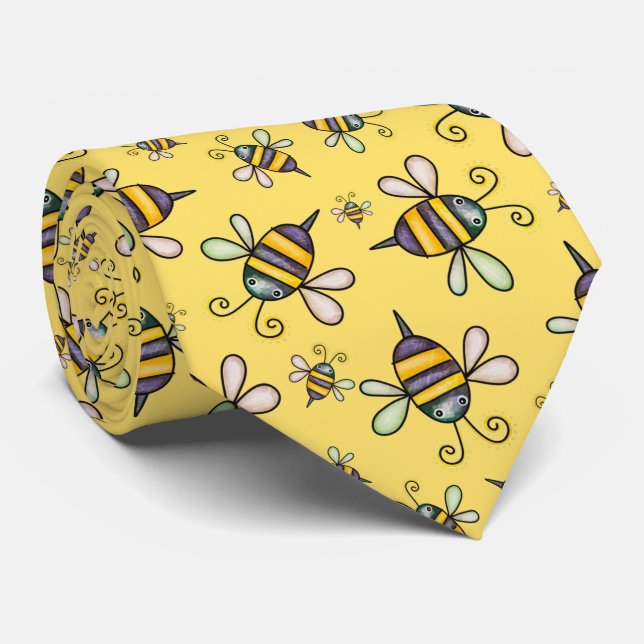 Bumble Bee Pattern Tie (Rolled)