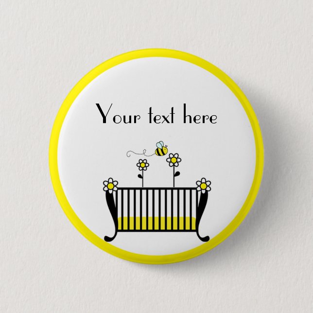 Bumble Bee Polka Dot Baby Shower 6 Cm Round Badge (Front)