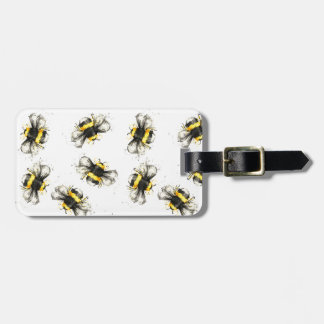Bumble bee print - natural print luggage tag
