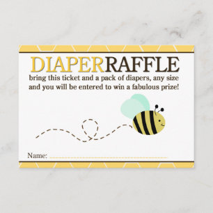 Bumble Bee Shower Diaper Raffle Card