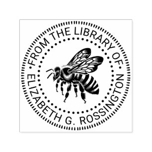 Bumble Bee Side View “From the library of” Name Self-inking Stamp
