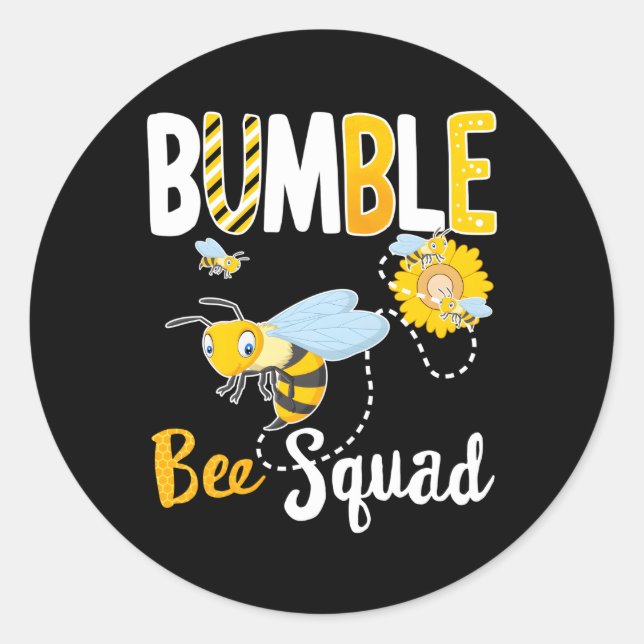 Bumble Bee Squad Team Family Beekeeper Thankful Classic Round Sticker (Front)