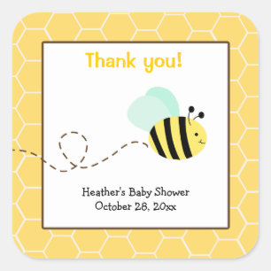 Bumble Bee Square Favour Stickers