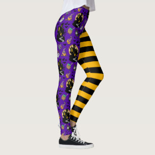 Bumble Bee Striped Halloween Spooky Witch House Leggings