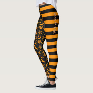 Bumble Bee Striped Halloween Spooky Witch Planchet Leggings
