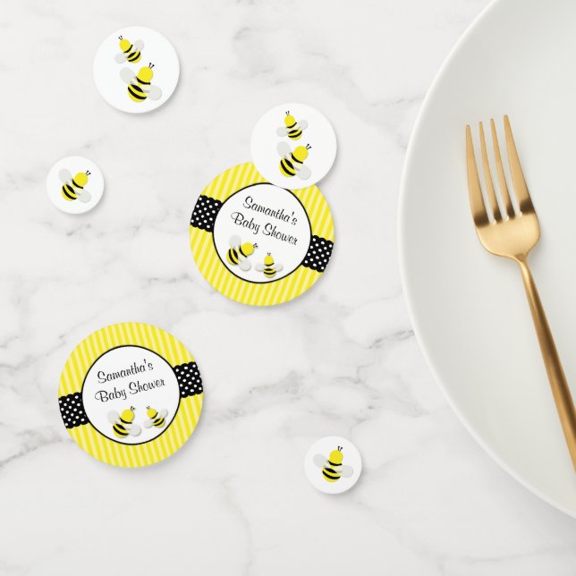 Bumble Bee Striped Polka Dots Baby Shower Confetti (Group)