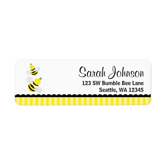 Bumble Bee Striped Return Address Return Address Label