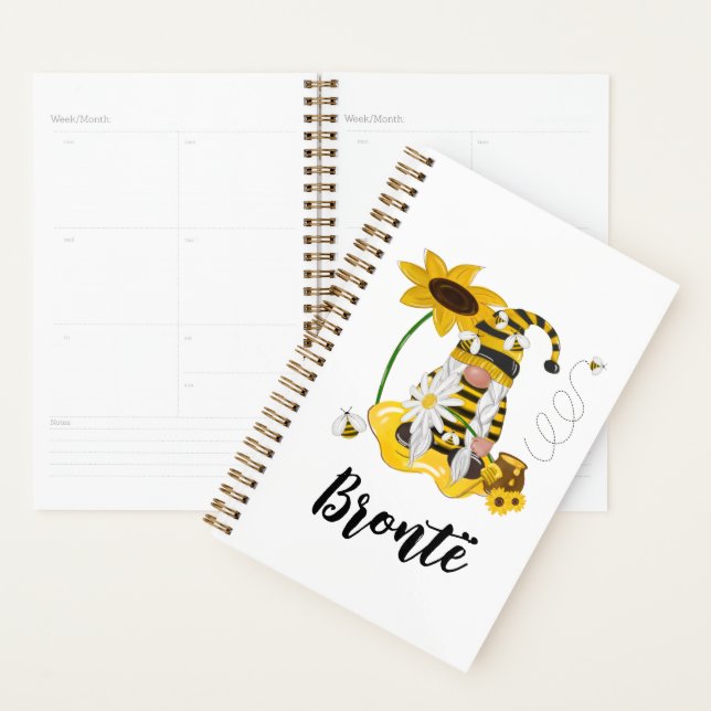 Bumble Bee Sunflower Personalised Gnome Planner (Display)