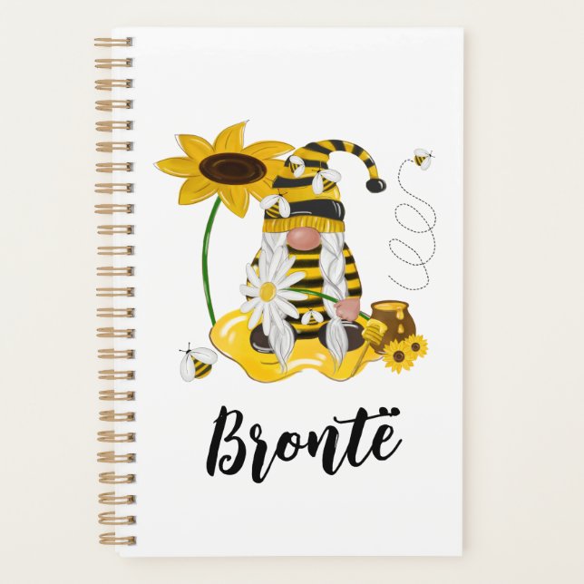 Bumble Bee Sunflower Personalised Gnome Planner (Front)