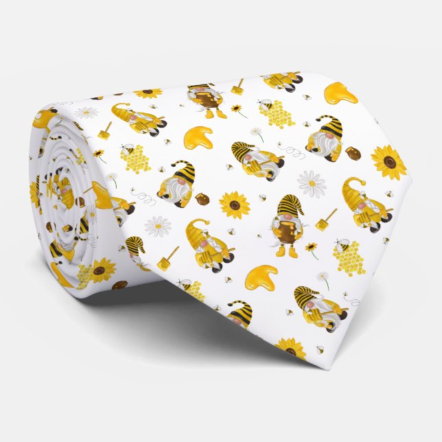 Bumble Bee Sunflower Yellow Gnome Tie (Rolled)