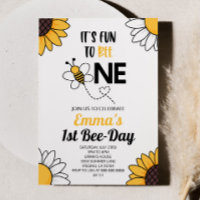 Bumble Bee Sunflowers First 1st Birthday Party
