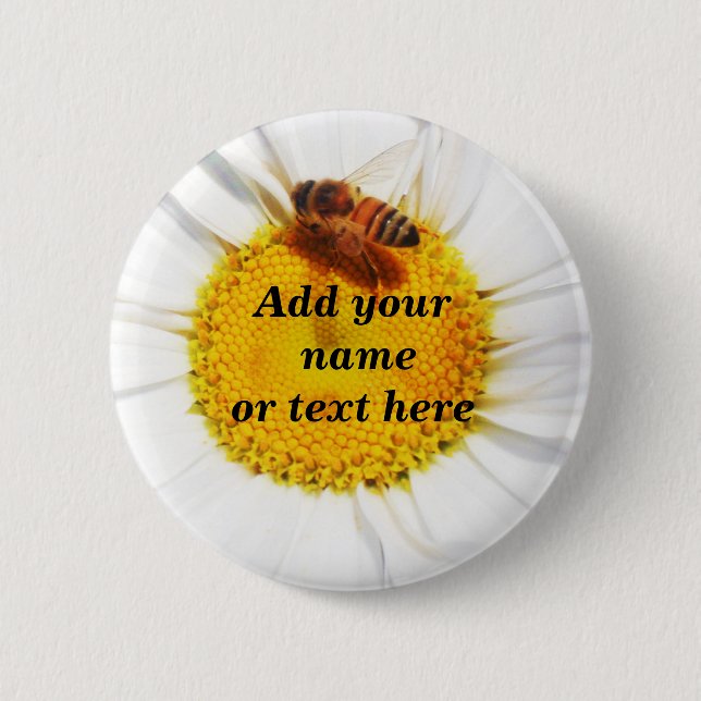 Bumble Bee & The Flower_ 6 Cm Round Badge (Front)